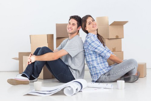 Packed boxes and household items in a Lissongrove storage unit