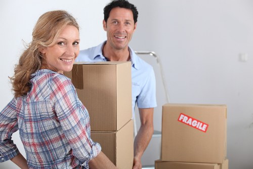 Packed moving boxes and organized storage solution for Lissongrove relocation