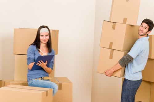 Packed boxes organized for short-term storage in Lissongrove
